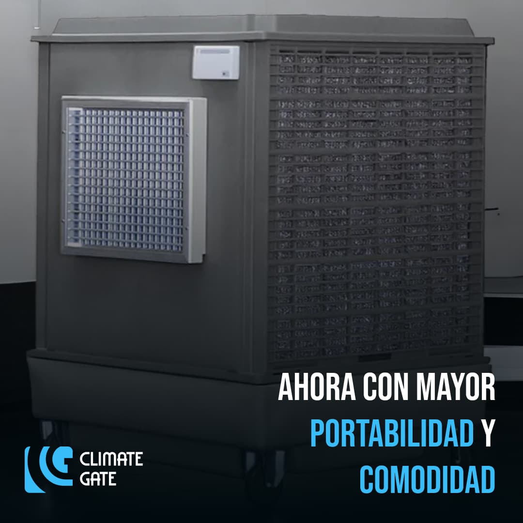 Grupo de trabajadores operando máquinas en una fábrica, con Mobile Max 2 en uso para mantener la temperatura ideal y mejorar la productividad.