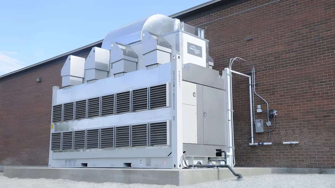 Equipos HVAC CW80 SUPERCOOL instalados en el techo de un edificio industrial, optimizando el rendimiento energético y la ventilación del lugar.