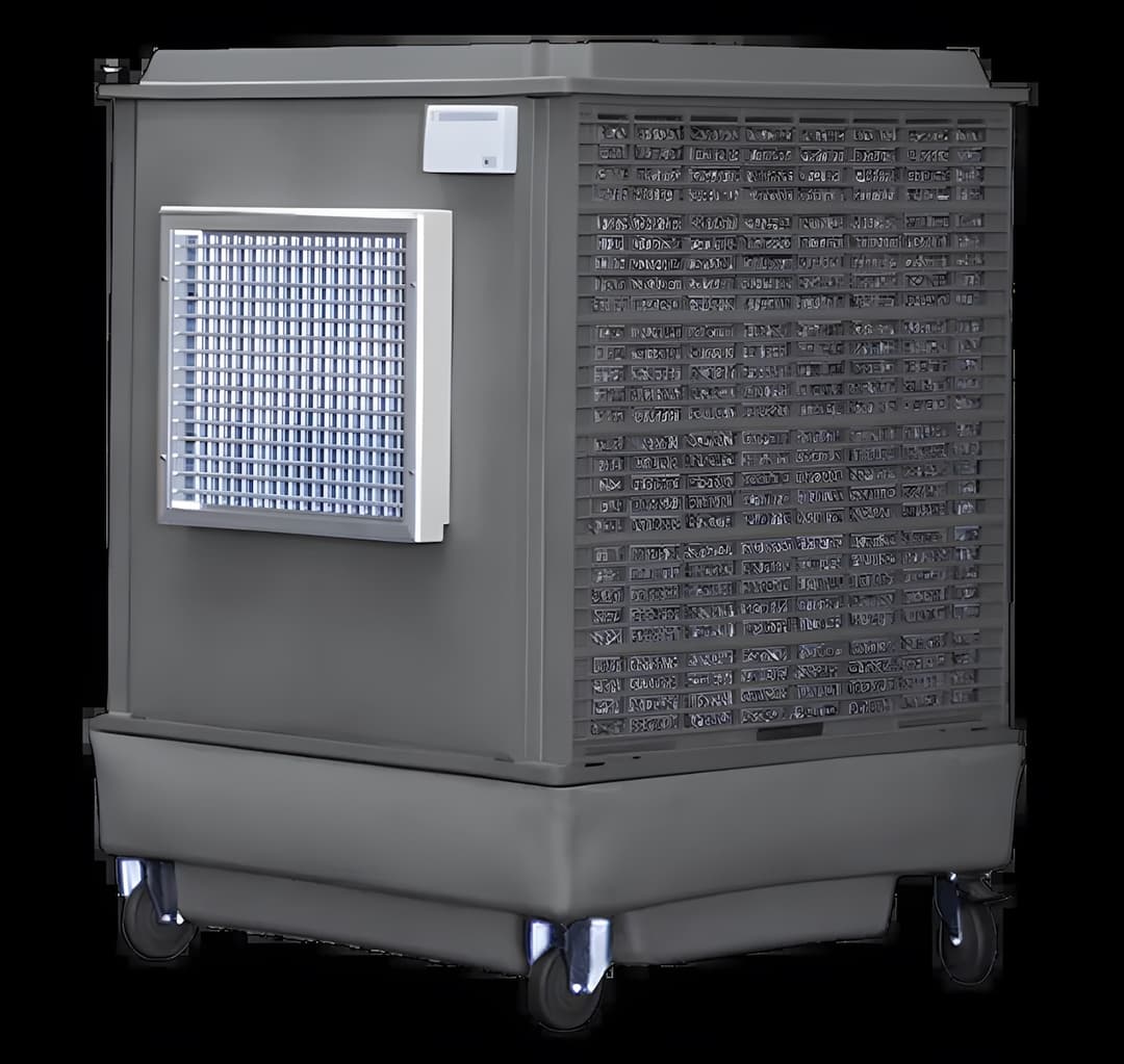 Vista frontal de un equipo de ventilación Mobile Max 3, ideal para industrias que necesitan una ventilación eficiente y práctica.