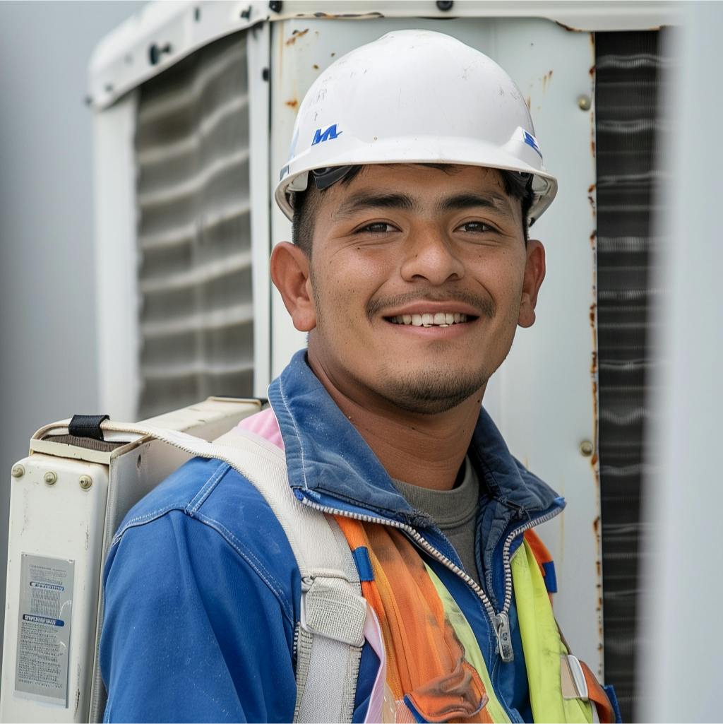 Trabajador de Climate Gate instalando un sistema de ventilación