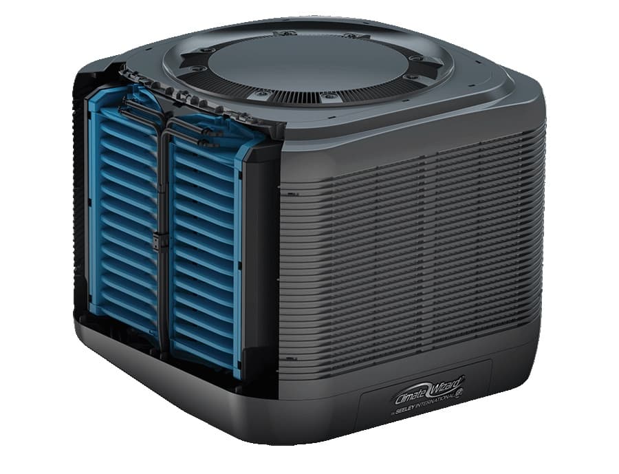 Almacén climatizado con CW-3, con estanterías altas llenas de productos, representando la logística y distribución en Colombia.