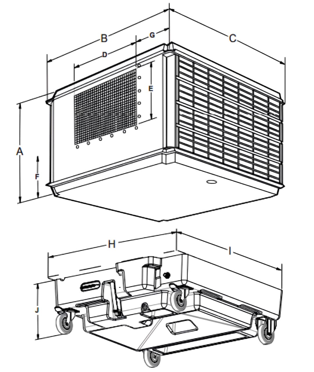 Ilustración técnica del Mobile Max 2, destacando su diseño innovador y su capacidad para mejorar la ventilación industrial.